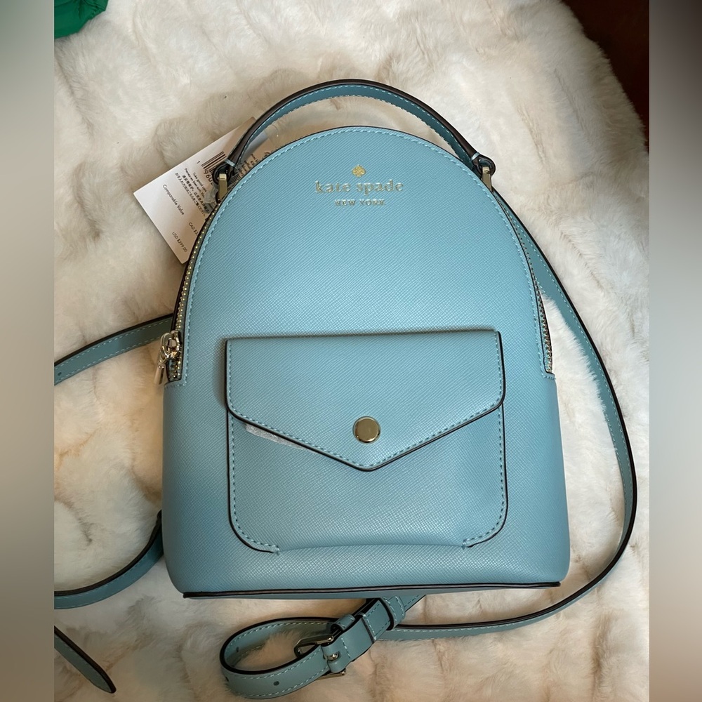 Kate Spade Sea Blue Leather Backpack NWT